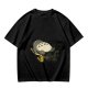 Olive T-shirt with Sleeping Totoro and Crossover Anime Characters Print