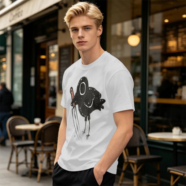 Olive T-Shirt With Dark Crow Holding Knife Graphic Print
