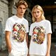 Olive Green T-Shirt With Christmas Cat Gingerbread Candy Print