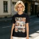 Olive T-Shirt with 9 Grid Cute Cat Illustrations Print