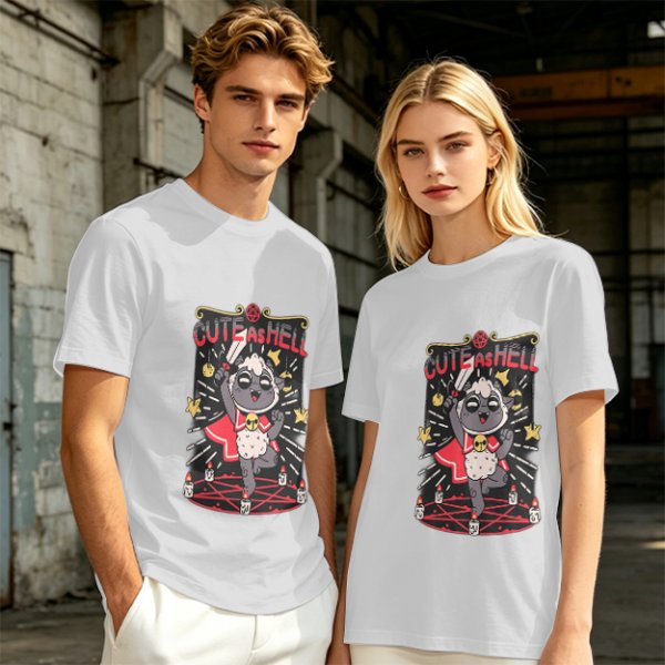 Olive Graphic T-Shirt With Cute As Hell Cult Lamb Print