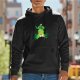 Black Hoodie With Green Ghostly Villain Graphic Print