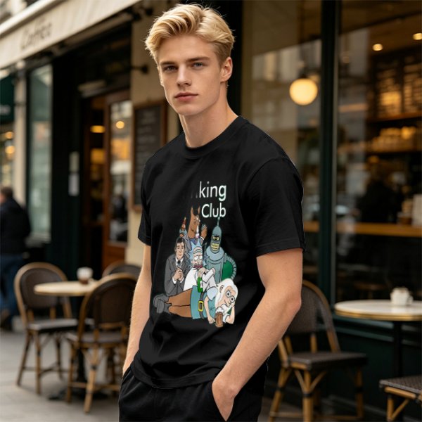 Olive T-Shirt Featuring 'king Club' and Animated Characters Print