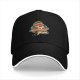 Black baseball cap with Heaven's Slice pizza angel graphic