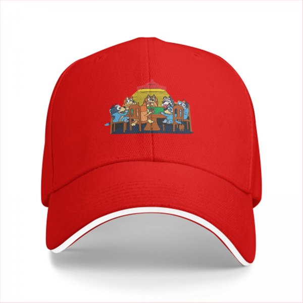 Black Baseball Cap With Cartoon Dog Family Dining Print