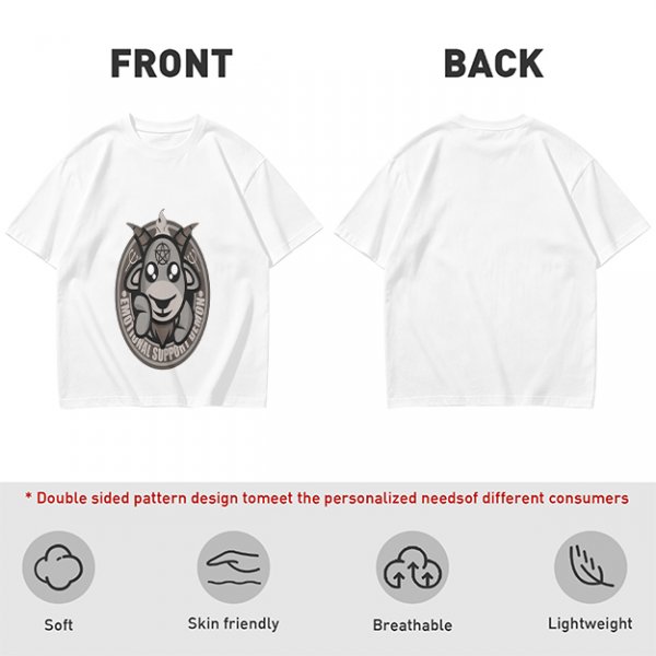 Olive T-Shirt With Cute Emotional Support Demon Goat Graphic