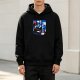 Black hoodie with anime witch and cat window print