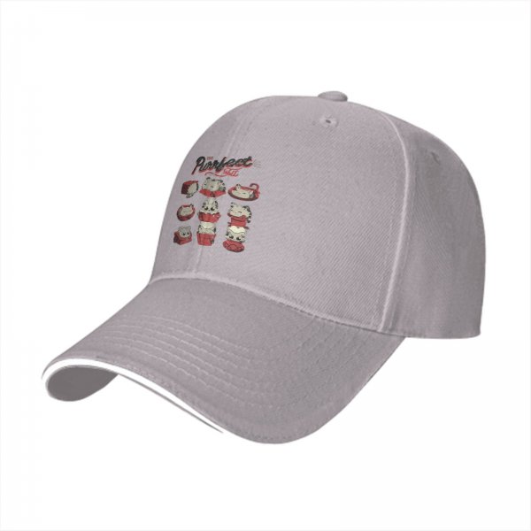Black baseball cap with cute cat in red box graphic print