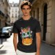 Olive t-shirt with sugar skull cat on jack-o'-lantern