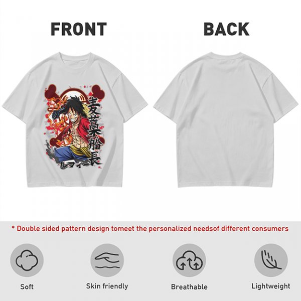 One Piece Monkey D. Luffy Graphic Print Olive T-Shirt