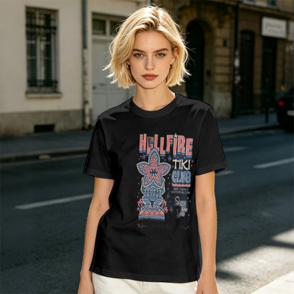 Olive T-Shirt with Hellfire Tiki Club Tiki Totem Graphic Print