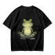 Olive T-Shirt With Meditating Frog Graphic Print
