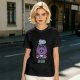 Olive graphic t-shirt with bat cat holding watermelon and 'Bite First Ask Later' text