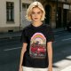 Olive T-Shirt With Red Convertible Car, Rainbow And People Graphic