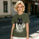Olive T-Shirt With Black Cat In Coffee Cup 'Everything Is Pawsible With Coffee' Print