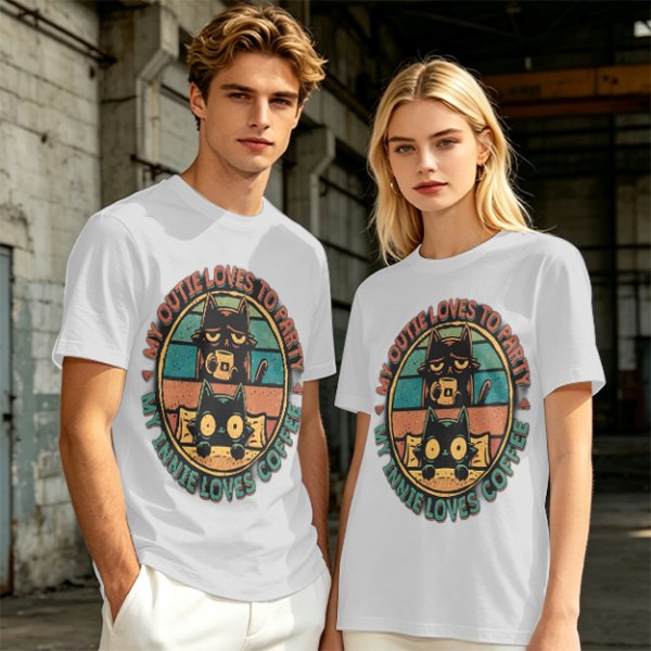 My Outie Loves To Party My Innie Loves Coffee Cat T-Shirt