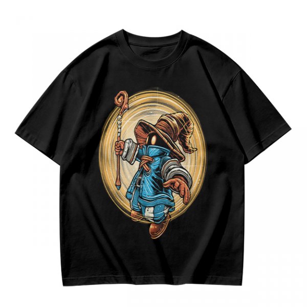 Olive T-Shirt With Fantasy Wizard Character Graphic Print