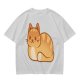 Olive Green T-Shirt With Cute Orange Tabby Cat Graphic