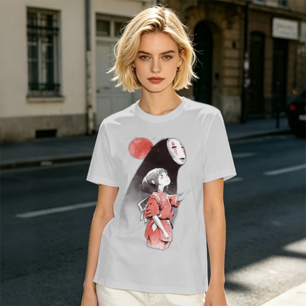 Spirited Away Chihiro and No Face Anime Graphic T-Shirt