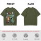 Olive T-shirt with Peanuts-style He-Man Castle Grayskull Graphic
