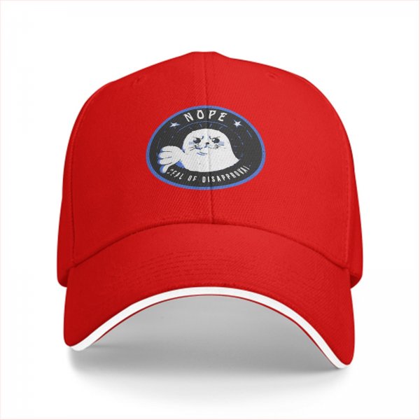 Black Baseball Cap With Nope Seal Of Disapproval Graphic