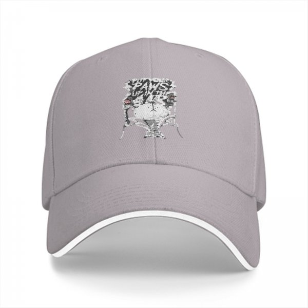 Black baseball cap with cat graphic and 'Put Your Paws Up' text