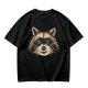 Olive Green T-Shirt With Smiling Raccoon Graphic Print