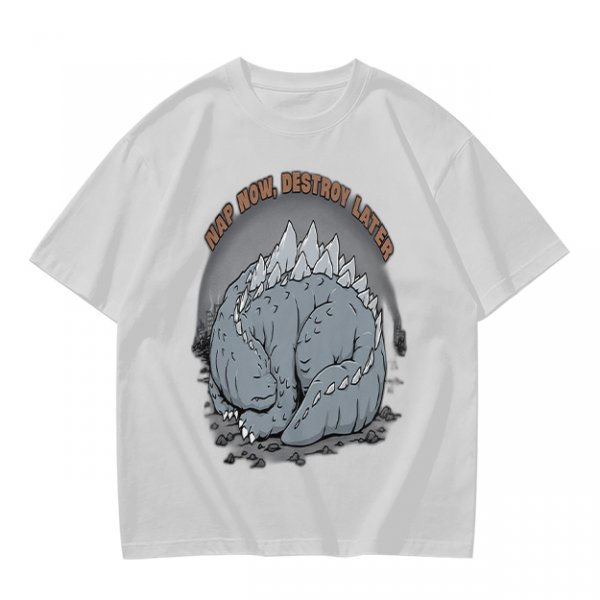 Nap Now Destroy Later Sleeping Godzilla Graphic T-Shirt