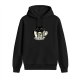 Black Hoodie With Cute Black Cat In Coffee Cup 'Everything's Pawsible With Coffee' Print