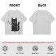 Olive T-Shirt With Cute Black Cat Holding Knife Graphic