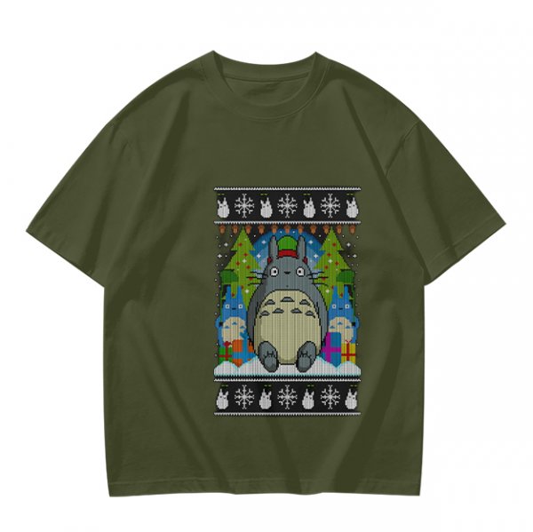 Totoro Christmas Ugly Sweater Style Graphic T-Shirt