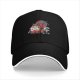 Black Baseball Cap with Tropical Beach Themed Graphic Print