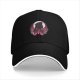 Black baseball cap with pink moon and princess silhouette graphic