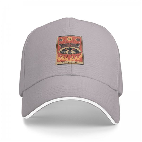 Black Baseball Cap With Raccoon Tarot Card Graphic