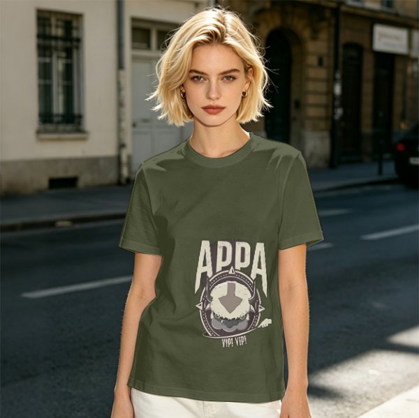 Olive Green Appa Yip Yip Graphic T-Shirt