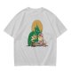 Olive Green T-Shirt With Zelda Themed Cartoon Characters Print