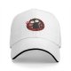 Black baseball cap with devil cat 'Purr Evil' graphic print