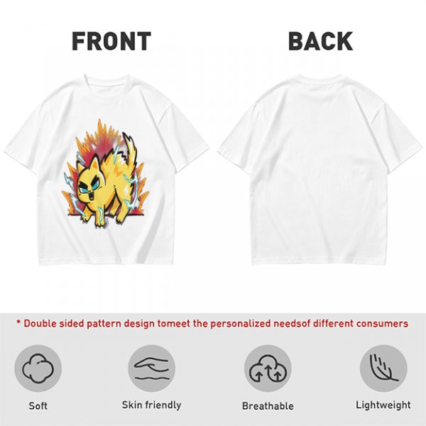 Olive T-Shirt With Super Saiyan Style Electric Cat Graphic