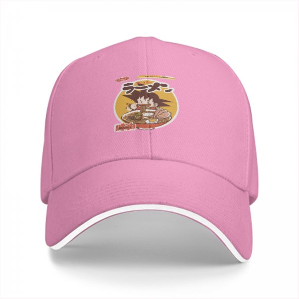 Black Baseball Cap with Anime Character Eating Ramen Graphic