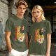 Olive T-Shirt With Ramen Bowl Graphic and Vertical Text Print