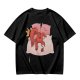 Olive T-Shirt With Cute Red Imp Yawning On Pillows Print