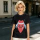 Olive T-Shirt With Cute Cartoon Heart Lifting Dumbbells Print