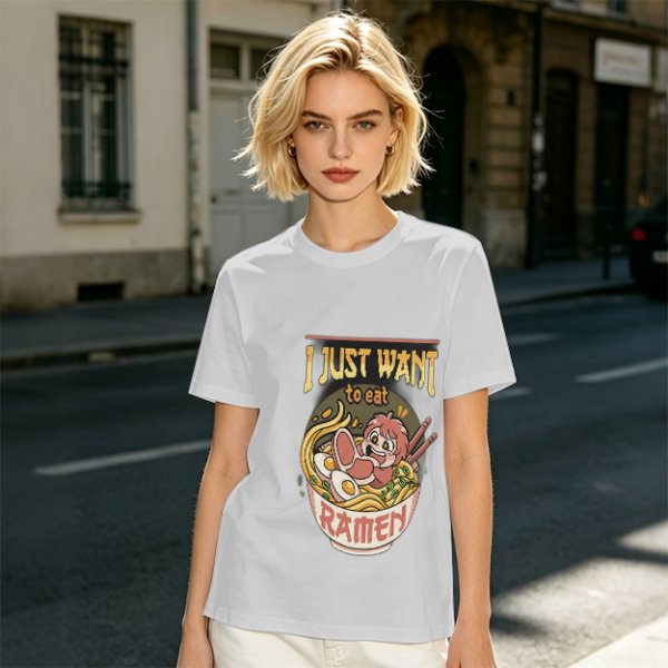 I Just Want To Eat Ramen Cute Anime Character T-Shirt