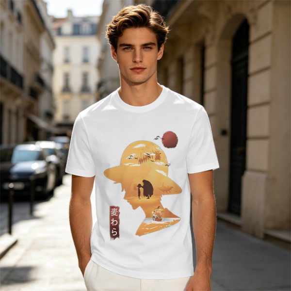 Anime Straw Hat Silhouette Graphic T-Shirt