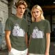 Olive Green T-Shirt With Crying Chubby Unicorn Rainbow Print