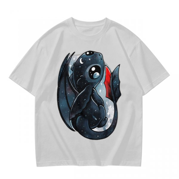 Olive T-shirt with cute starry night dragon graphic