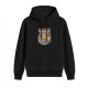 Black hoodie with retro devil's music campfire graphic print