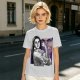 Olive T-shirt with vintage woman flexing arm graphic print