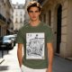 Olive T-shirt with Straw Hat Pirate Ship Art Print