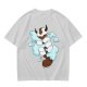 Olive Green T-Shirt With Sleeping Sky Bison On Clouds Print